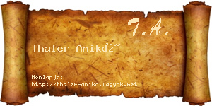 Thaler Anikó névjegykártya